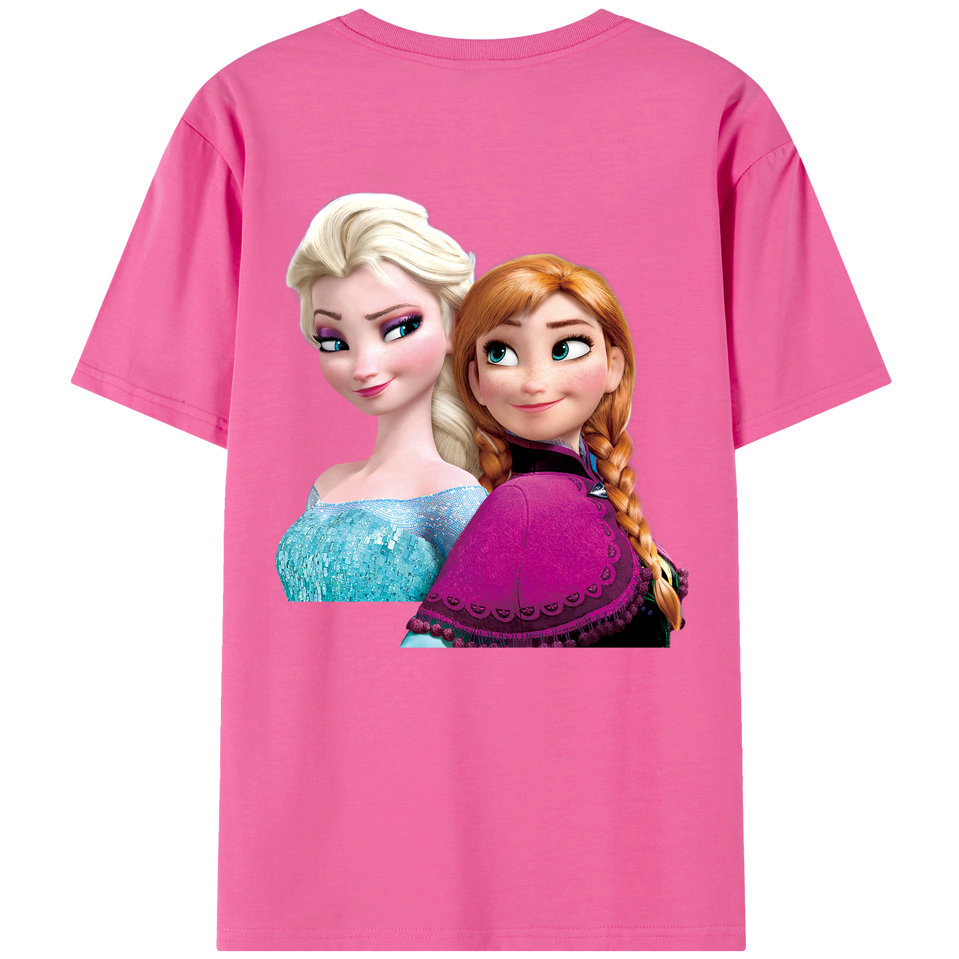 （画像用） アナと雪の女王 アンナ エルサ Frozen Anna Elsa レディース半袖Tシャツ(バックプリント)
